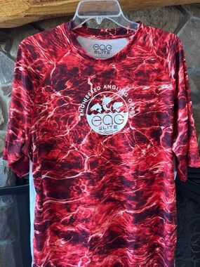 EAG Elite UV Protection Red Waterprint Performance Tee